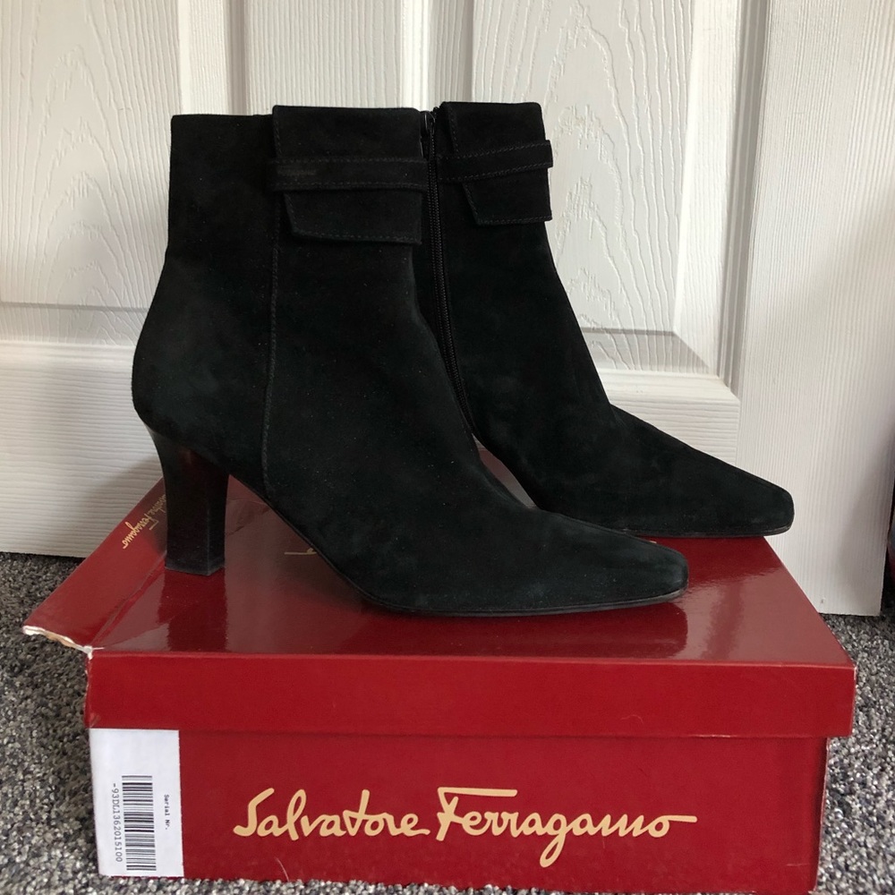 Salvatore Ferragamo Black Suede Molly Booties